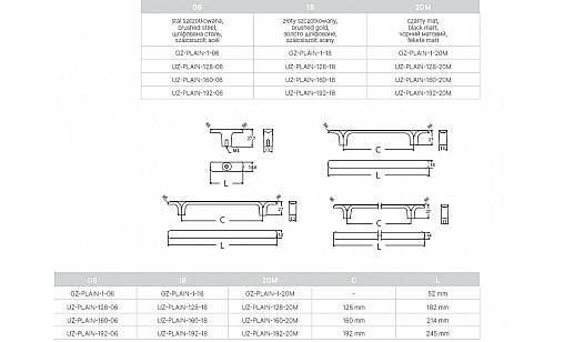 Ручка PLAIN 128 мм Чорний матовий UZ-PLAIN-128-20M GTV Ручка PLAIN 128 мм Чорний матовий UZ-PLAIN-128-20M GTV
