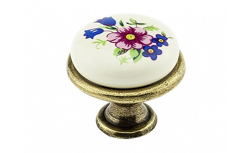 DG 191G4/MLK1 бронза старая/розовый цветок (DG 19 G4/01M) ручка-кнопка ДС СтандартЛайн *