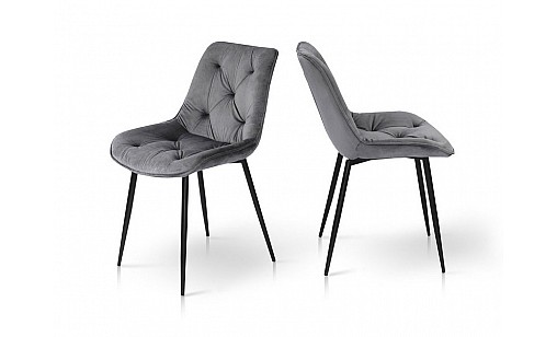 Стілець ПРАДО чорний/велюр сірий