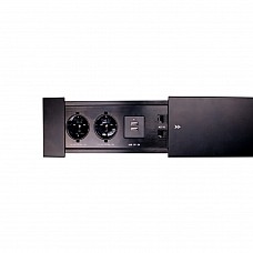 Блок врізний на 2 розетки 2USB телефонний роз'єм з висувною кришкою (чорний) Блок врізний на 2 розетки 2USB телефонний роз'єм з висувною кришкою (чорний)