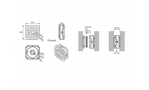 Комплект для крепления стеновых панелей 20,5*20,5 мм