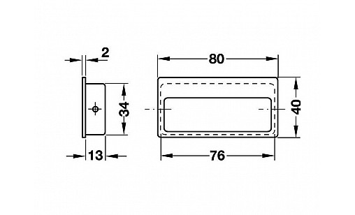 Ручка врізна пластик чорна 80*40мм Hafele 129.57.603 Ручка врізна пластик чорна 80*40мм Hafele 129.57.603