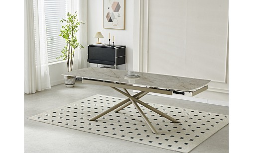 Стіл обідній Philip1800(2400)*900*750 Shks Beige Glossy/sahara legs