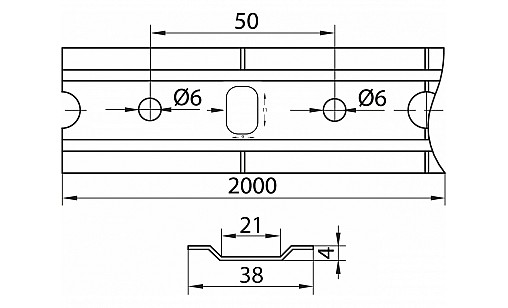 Шина монтажна для вушок регульованих оцинкована L-2000мм ДС ОптимаЛайн Шина монтажна для вушок регульованих оцинкована L-2000мм ДС ОптимаЛайн