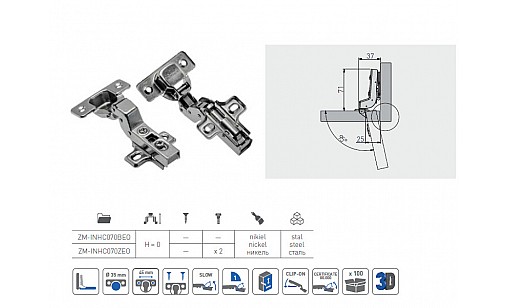 Завiс внутрішній з дотягом ZM-INHC070BEO GTV
