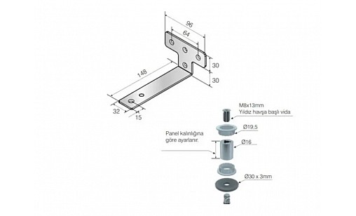 Поворотний механізм для шафи, сірий 105-02-23-103