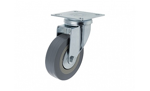 Ролик D-75мм резиновый Серый с площадкой ДС