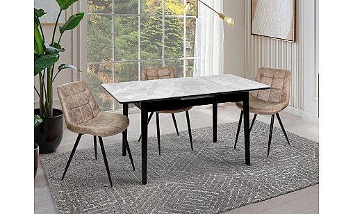 Стол обеденный НЕПТУН 1100(1400)*750*760 бетон серо-бежевый/черный