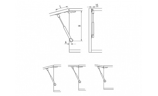 Амортизатор газовий для ДСП 80N короткий (160 мм) PD-G80160-N02 GTV