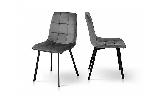 Стілець МЕНТОС чорний/велюр сірий