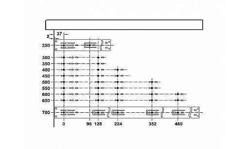433.03.287 Напрямна телескопічна L-350 мм повний висув з самодотягом Hafele