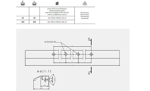 Ручка TREX-CROSS 320 мм Черный матовый UA-TREX-CROSS-320-20M GTV