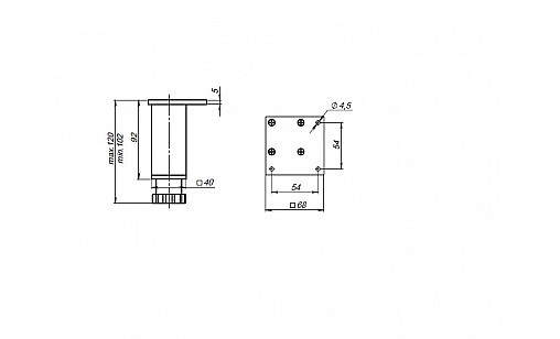 Опора регульована низ H-120 чорна матова