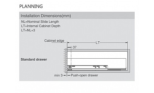 ДТС SLIM Тандембокс графит L-450/172 Tip-on HT434504A11 (Е30)