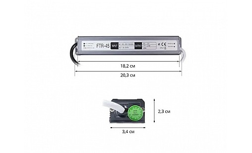 Трансформатор 45W 3,75A DC12 FTR-45-12 WP герметичний Biom Трансформатор 45W 3,75A DC12 FTR-45-12 WP герметичний Biom