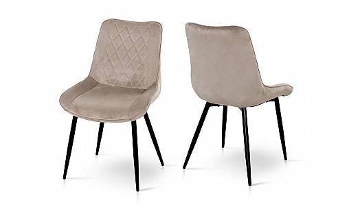 Стілець КОРФУ чорний/велюр мокрий пісок