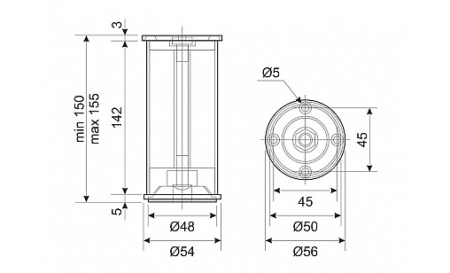 Ніжка регульована DA 11/150 AL/G2 Алюміній / Хром ДС ЄвроЛайн Ніжка регульована DA 11/150 AL/G2 Алюміній / Хром ДС ЄвроЛайн