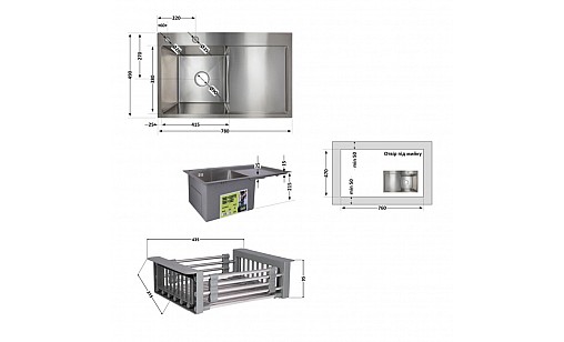 Мойка нержавеющая LIDZ H7849R Brush 3,0/1,0 мм с дозатором и корзиной крыло справа Мойка нержавеющая LIDZ H7849R Brush 3,0/1,0 мм с дозатором и корзиной крыло справа