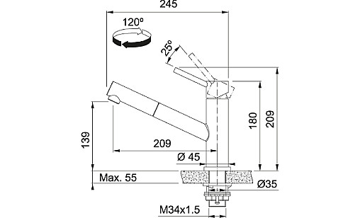 Смеситель Franke 115.0569.461 Orbit Pull Out  нерж.сталь
