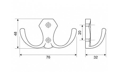 Крючок DW 89 G6 Хром Матовый (Алюминий) ДС СтандартЛайн