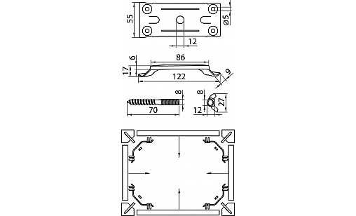 Кріплення ніг для столу (пластина, шпилька, гайка-баранчик)