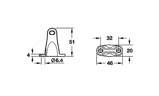 372.64.990 Кріплення до фасаду, RAL 9006, для дерев'яного фасаду або рами від 45 мм Hafele