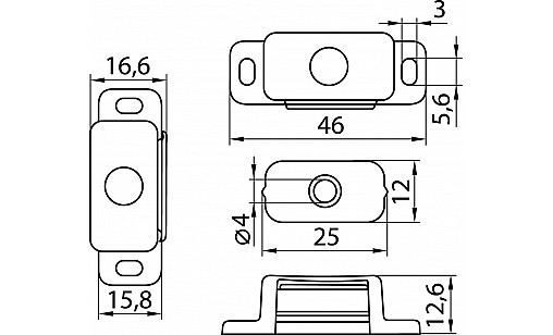 Магніт з відповідною планкою Чорний малий Магніт з відповідною планкою Чорний малий