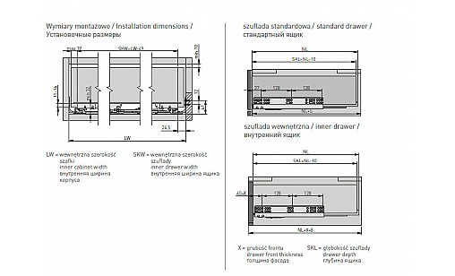 Направляюча Modern Slide Pro повн. Висуву 18мм L-450 SOFT CLOSE PUSH TO OPEN PB-2IN1-3D0SHX18-450-PRO GTV