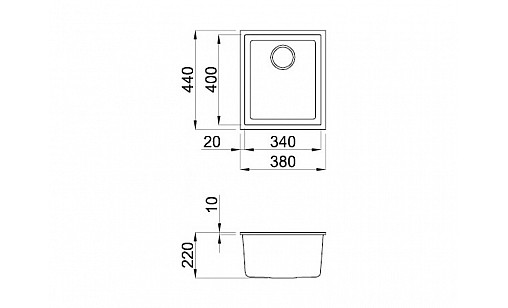 Мойка гранитная ELLECI Q 100 under top nero 40
