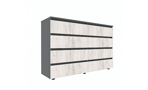 Комод STEVE 1400*400*909 Графітовий/Дуб Крафт Білий