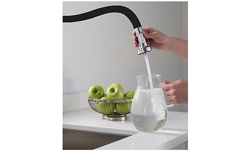 Смеситель FABIANO FKM 43C SS Inox/black гибкий 8232.401.0220