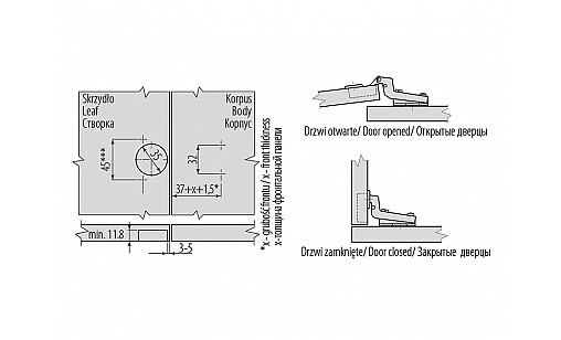 Петля мебельная  внутренняя GTV ZP-BICN070BE