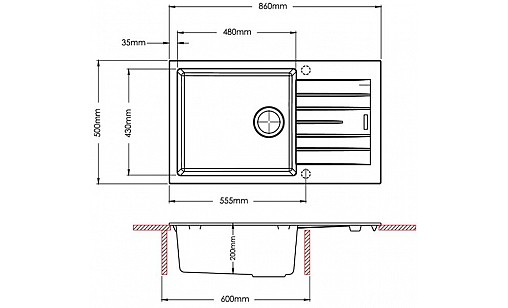 Мойка гранитная FABIANO Classic 86x50 XL Antracit 8221.301.1438 антрацит Мойка гранитная FABIANO Classic 86x50 XL Antracit 8221.301.1438 антрацит