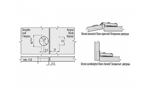Петля мебельная  накладная GTV ZP-BICN090BEO
