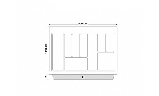 Лоток для кухонних приладів MAX 800 мм 690-750x490 білий TE36.0123.05.013 Rejs Лоток для кухонних приладів MAX 800 мм 690-750x490 білий TE36.0123.05.013 Rejs