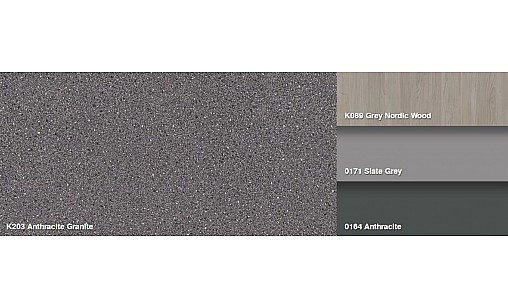 Стільниця K203 PE Гранит антрацит 4100х600х38 1U R3.3 вологостійка Kronospan