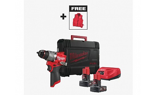Дрель-шуруповерт с ударом аккумуляторный MILWAUKEE, M12 FPD2-602X ( зар.устр., 2 аккум.Х 6Ач, HDкейс)