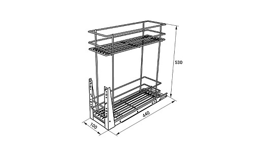 Карго 150/2 белое с нижним креплением полного выдвижения, эмаль, Modern