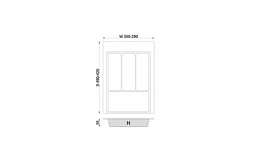 Лоток для кухонних приладів MAX  400 мм 290-350x490 графіт TE36.0118.05.007 Rejs