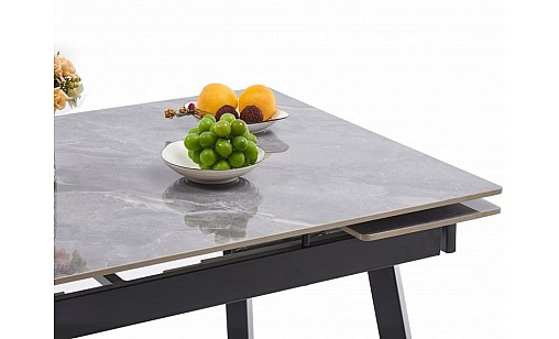 Стол обеденный БАСТИОН 1400(2000)*800*760 армани грей/черный