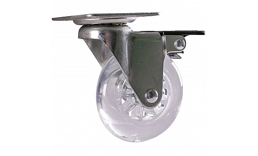 Ролик d-75 мм поліуретановий з пластиною і гальмом ДС