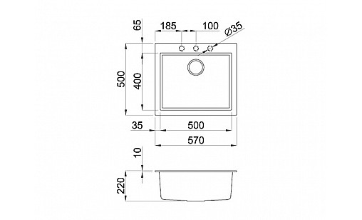 Мойка гранитная ELLECI Q 105 on top nero 40