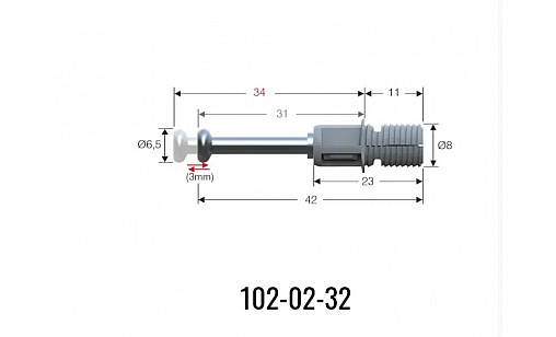 Дюбель быстрого монтажа (Dufix) d=8 мм  L=42-45 со стопорным кольцом  102-02-32-403