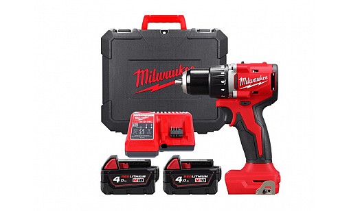 Дриль-шурупокрут акумуляторний MILWAUKEE,M18 BLDDRC-402С, 60,5Нм (  заряд.прист, 2 аккумулятора Х4Ач, кейс)