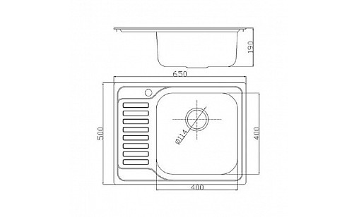 Мойка нержавеющая FABIANO 65*50 Satin (0,8) 8211.401.0549