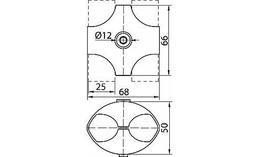 R-4/25 з'єднання паралельне для двох труб ДС