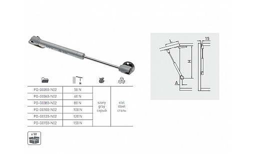 Амортизатор газовий для ДСП 100N чорний PD-G0100-N20 GTV