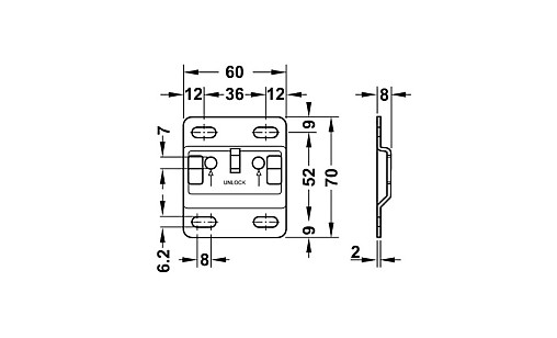 Монтажна планка оцинкована сталь 60*70 290.40.990 Hafele/Camar 807
