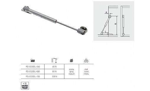 Амортизатор нижній газовий барний для ДСП 60N сірий PD-ECGDL-060 GTV
