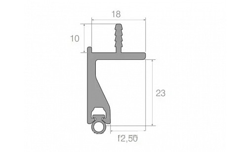 Профіль горизонтально фронтальний (з гумовим буфером) L = 4,2 м 114-03-00-601